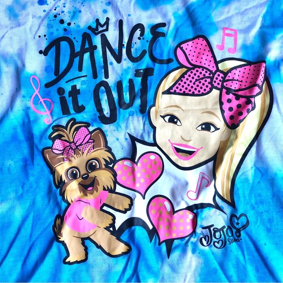 NEW JOJO SIWA Tie Dye Tee Shirt DANCE IT OUT Jojo & BowBow Large Blue Girl’s - Picture 3 of 16